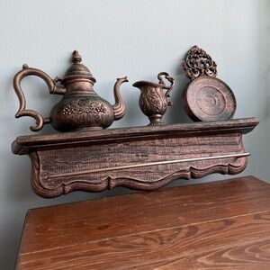 Vintage 70s Coppercraft Guild Syroco Teatime Towel Rack Shelf